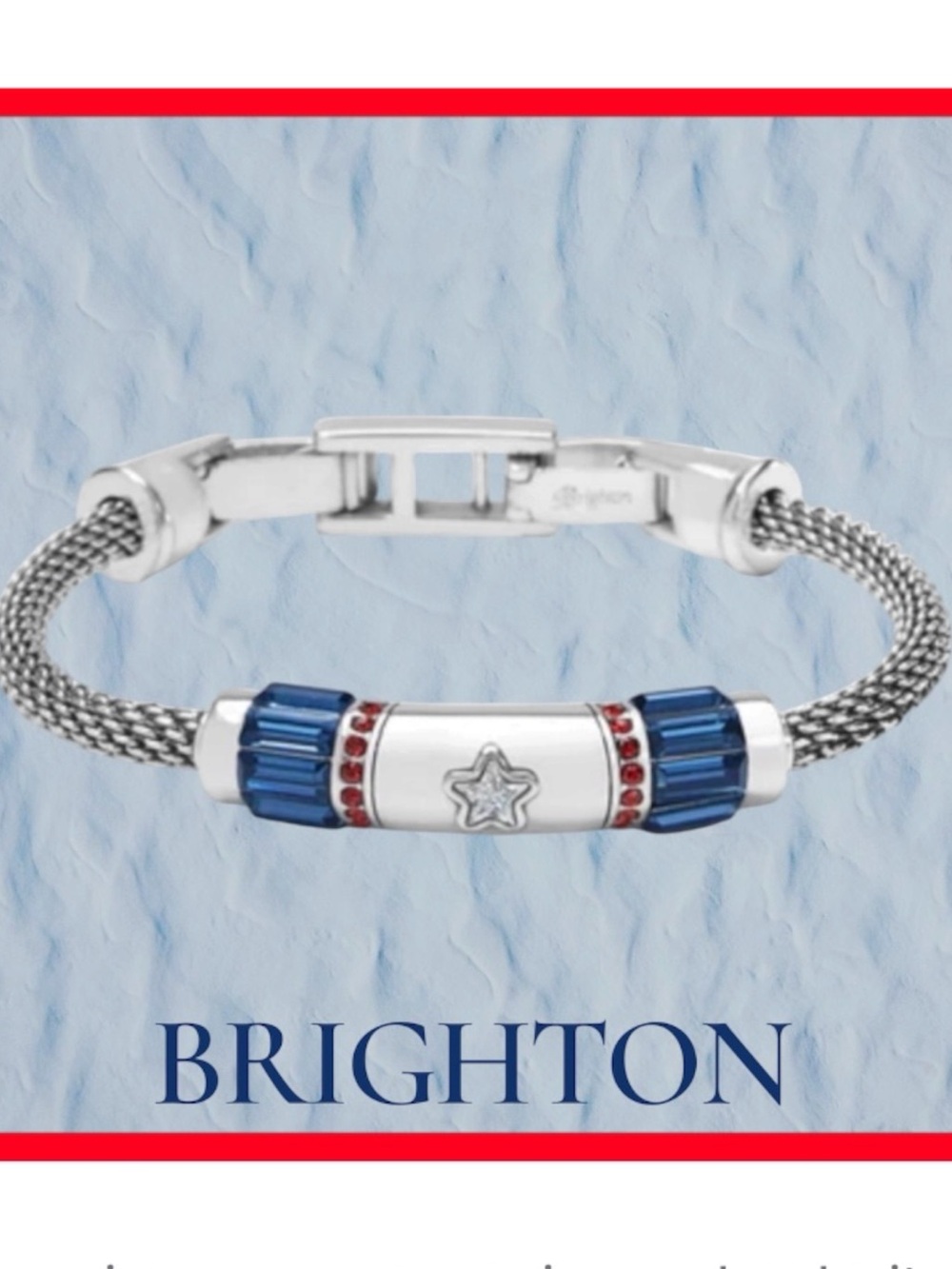 Brighton Independence Patriotic Silver Bracelet Featuring Red & Blue Crystals
